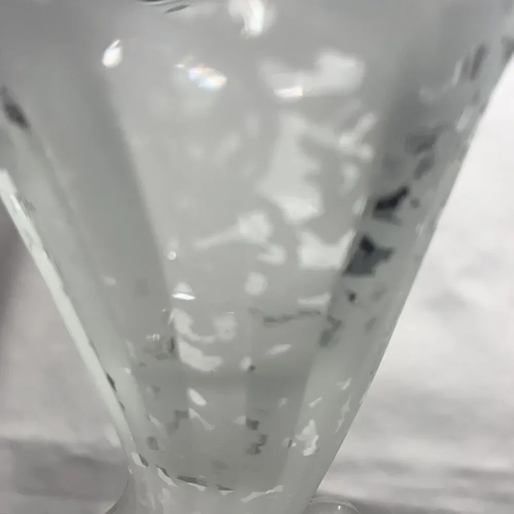 Fenton San Toy Crystal Pair Cornucopias Candle Holders Frosted Etching VTG
